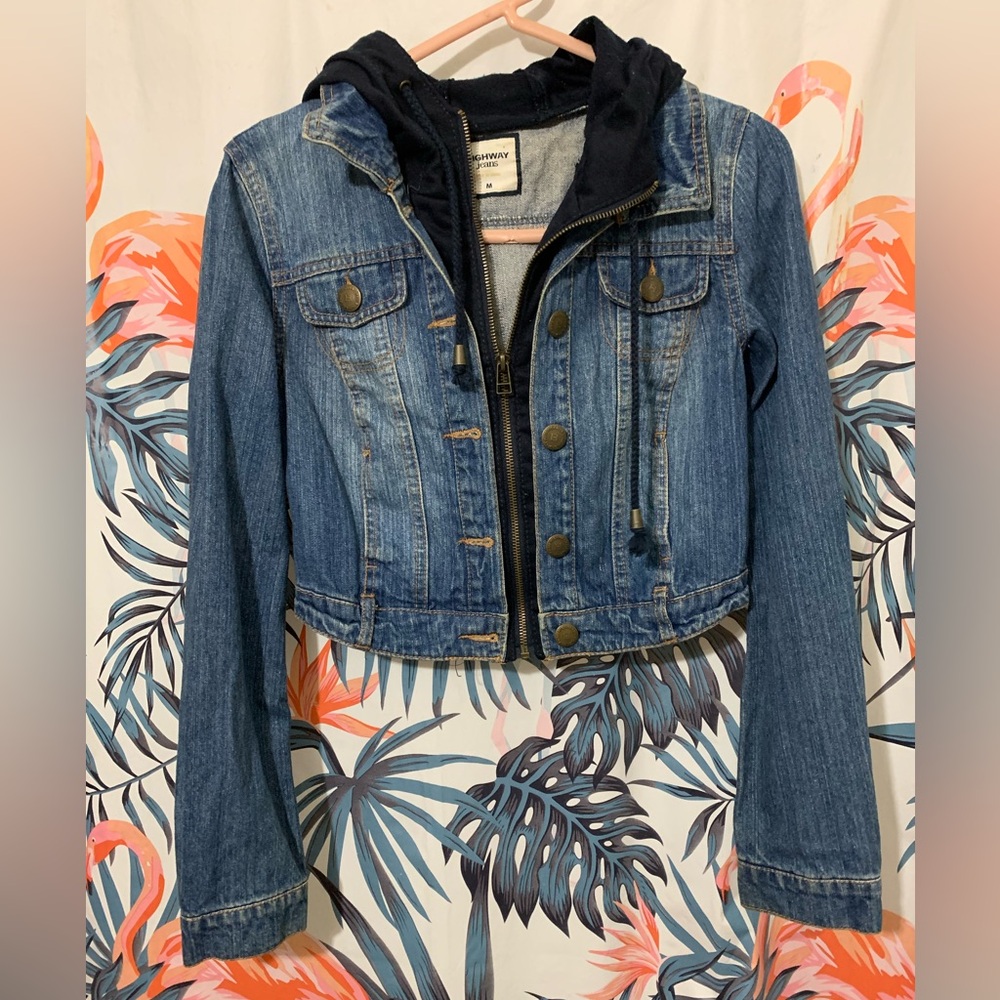 Highway Jeans Hooded Jean Jacket Sz M